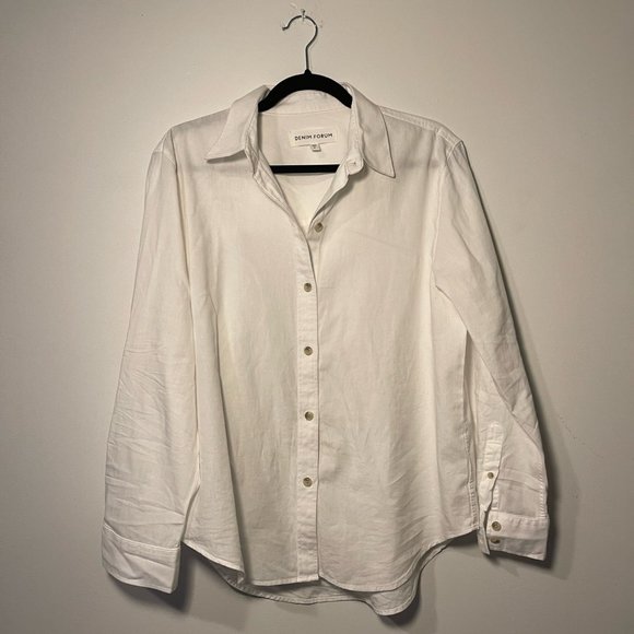 Denim Forum Aritzia Oversized White Linen Button Down Shirt. Small - Picture 1 of 7